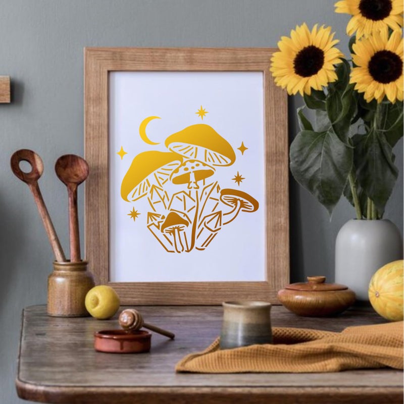 Boqon 20 Pieces Mushrooms Stencils Template  Reusable Boho Mushroom Moon Flowers Stencils for Painting on Wood  Canvas  Tile  Scrapbook  Fabric  Pillows Decorations DIY Craft Projects (20pcs Mushroom 5.1) - Image 2